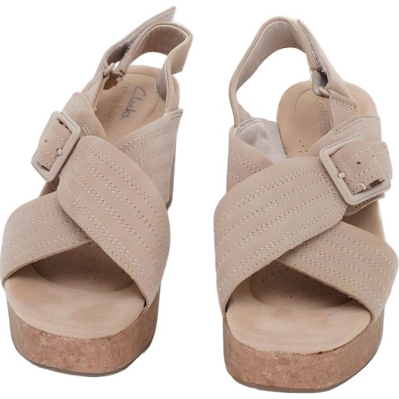 Clarks Nerisa West Platform Wedge Slingback Sandals Cream Women's US 6 - Picture 5 of 6